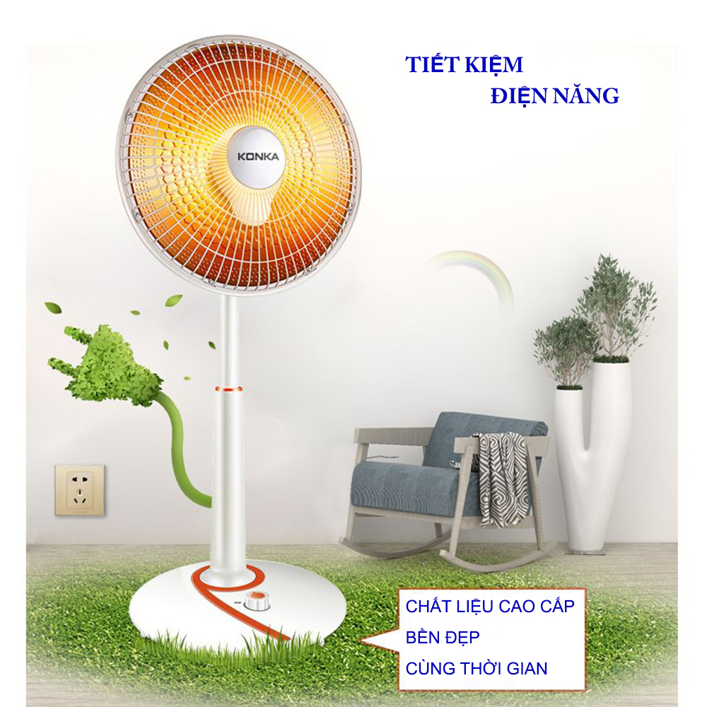 Quạt Sưởi KONKA KH-TY17 - Máy Sưởi Điện Ống HALOGEN Chân Không Làm Nóng Nhanh, Tiết Kiệm Điện, An Toàn, Ánh Sáng Dịu, Yên Tĩnh [HÀNG CHÍNH HÃNG].