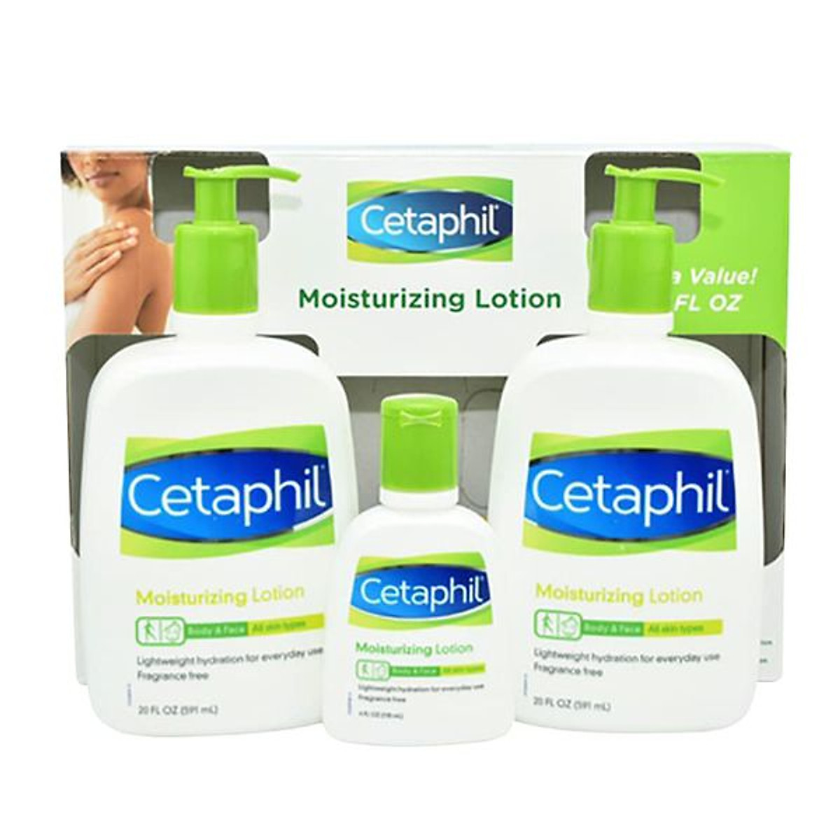 Set 3 sữa dưỡng ẩm dành cho mọi loại da Cetaphil Moisturizing Lotion - Mỹ (Face & Body)