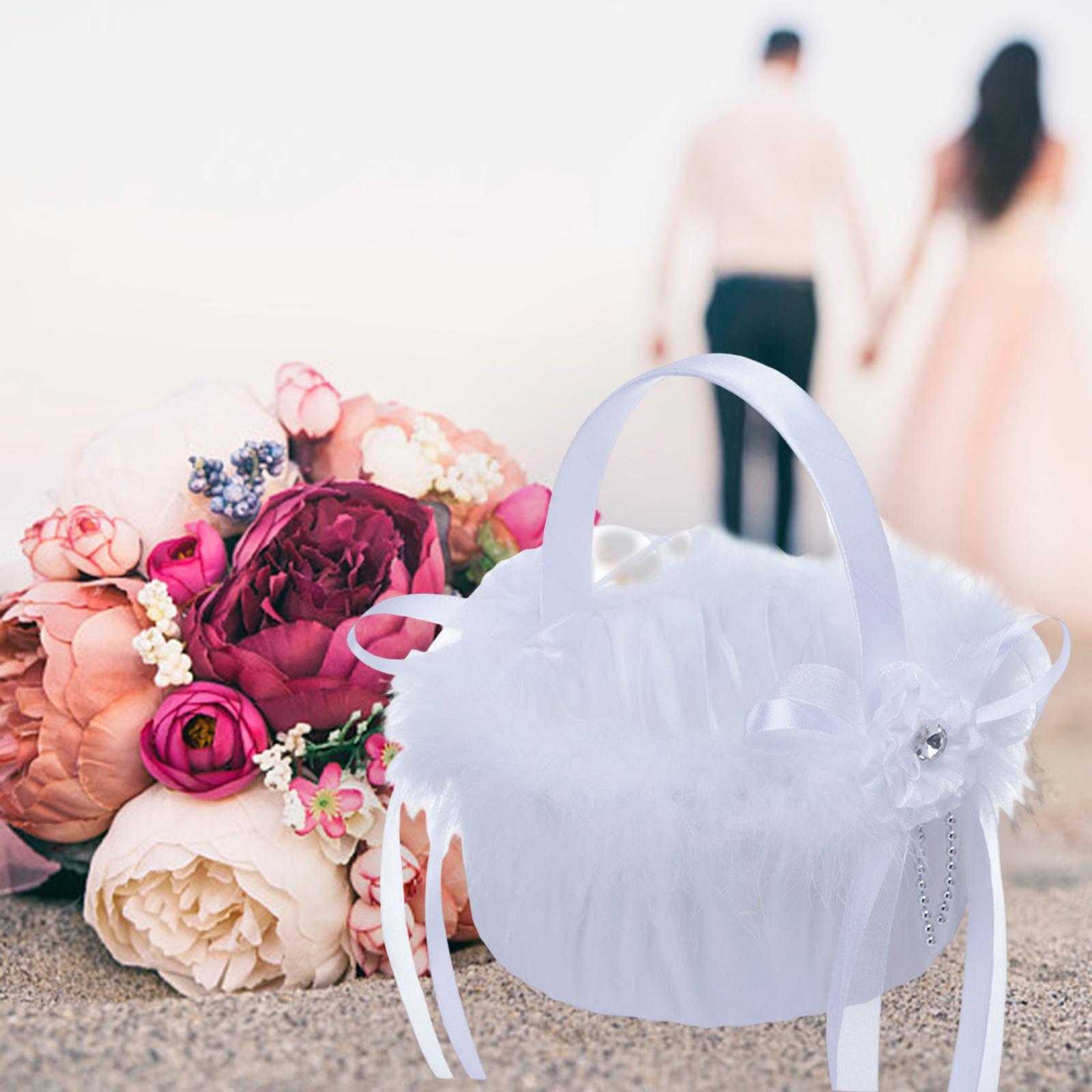 Flower Girl Basket Decor Elegant Multipurpose for Bridesmaid Bride Ceremony