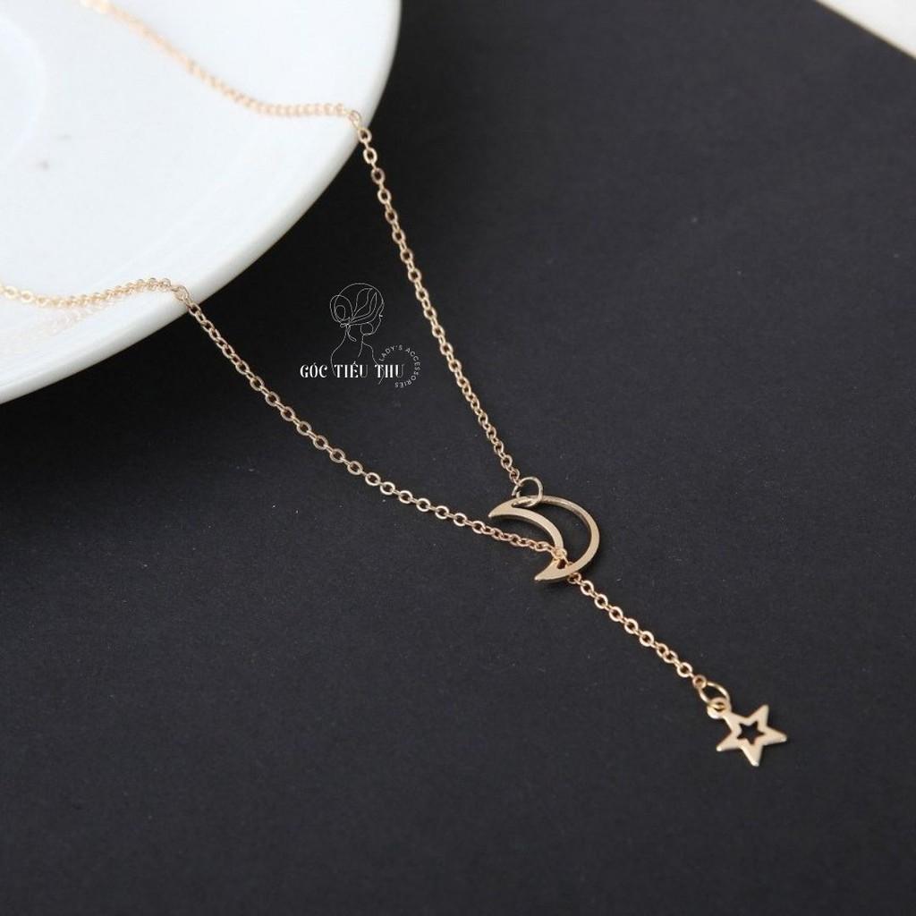 Vòng Cổ Mạ Vàng Bạc Tăng Kích Cỡ Tiện Lợi Mặt Trăng Ngôi Sao - MS002