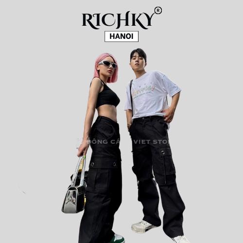 Quần Kaki Cargo Pant Túi Hộp Ống Suông Richky Hanoi Màu Đen Q333