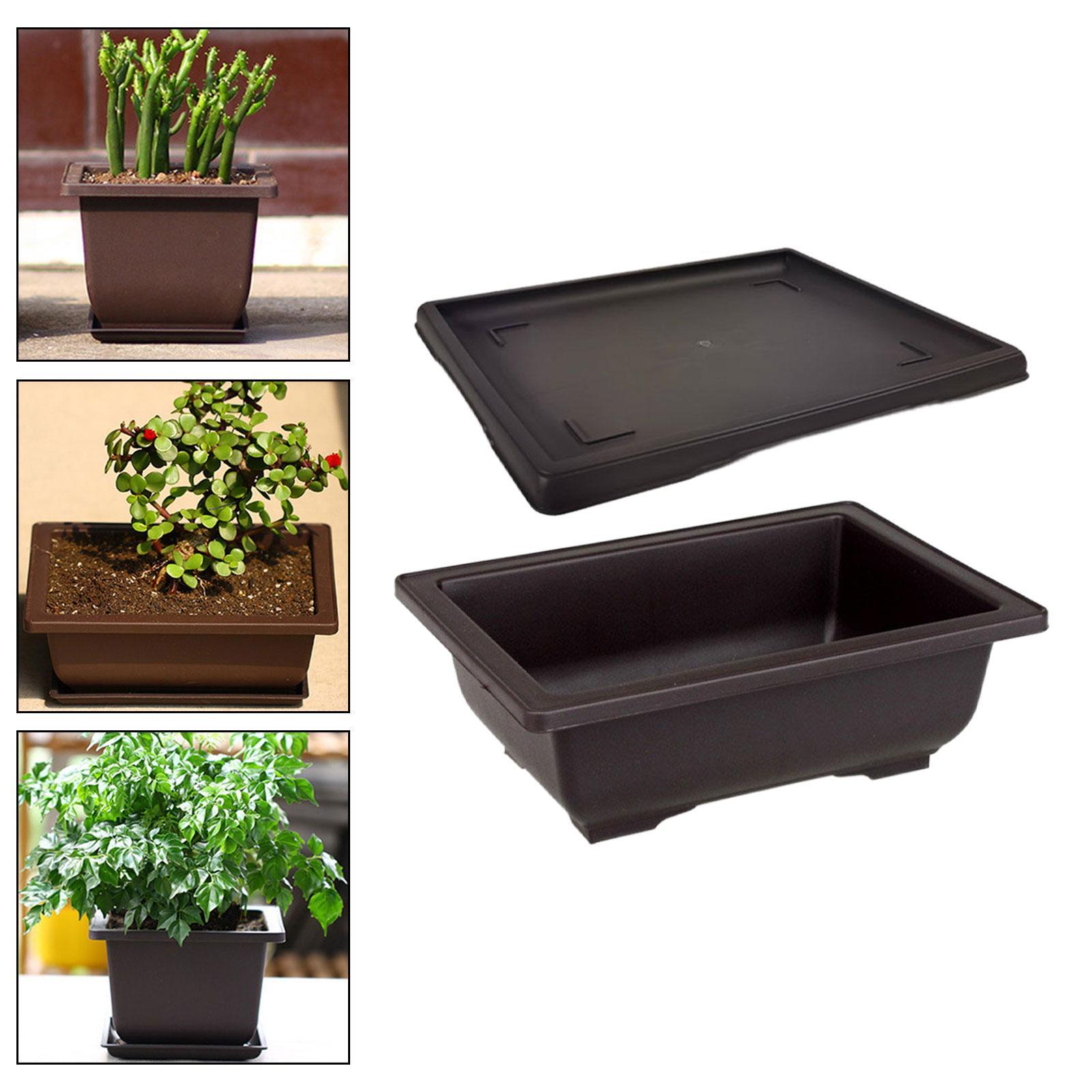 Training Pots with Tray Flowerpots Potted Sturdy Plants Growing Pot Bonsai Training Pots Multifunction Large for Office Table Indoor Balcony