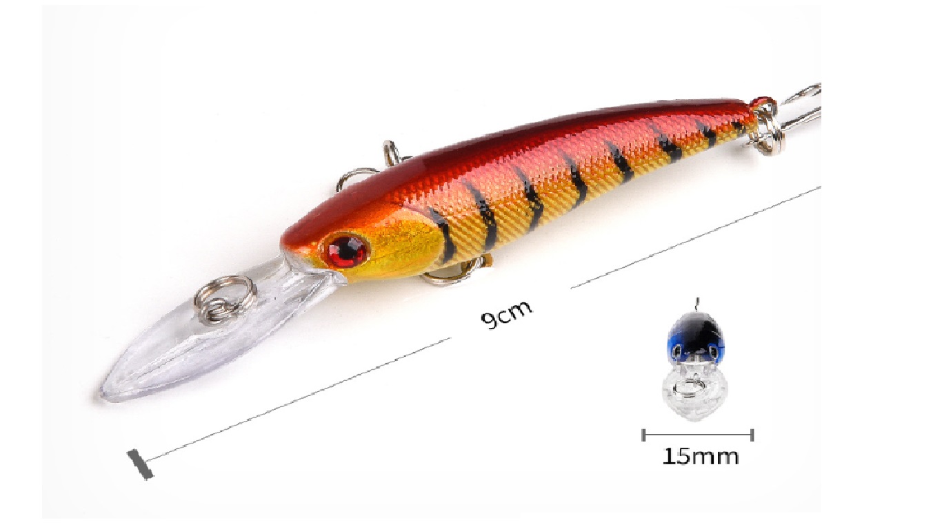 Mồi Cá giả câu Cá siêu nhạy 2 lưỡi câu 6 móc dài 9cm - Màu ngẫu nhiên
