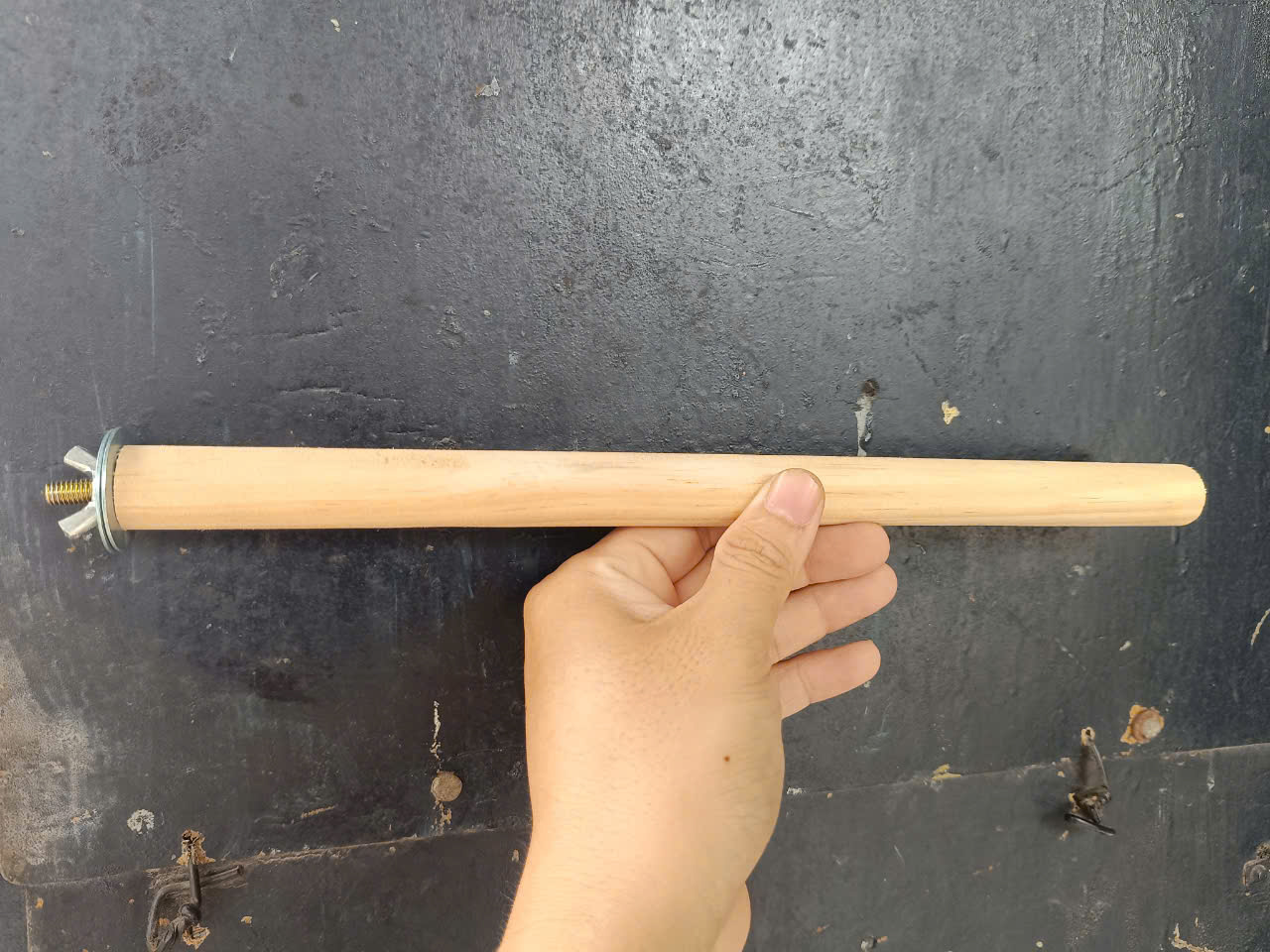1 cây đậu gỗ (đường kính 2cm có pass 1 bên) gắn lồng vẹt đậu