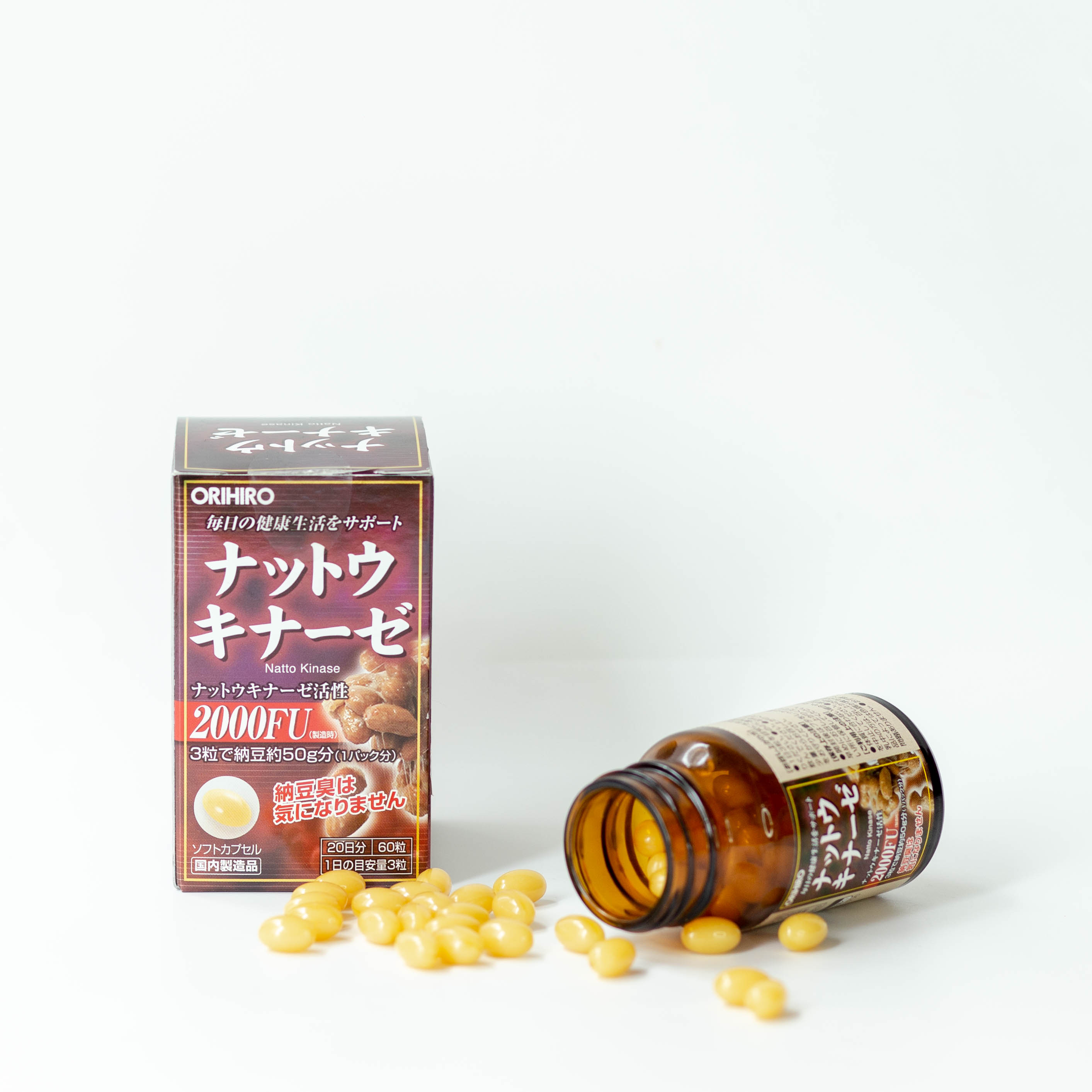 Viên uống Natto Kinase Orihiro Nhật Bản, tăng tuần hoàn máu,  ngăn ngừa tai biến, chống đột quỵ 60 viên/hộp - HÀNG CHÍNH HÃNG
