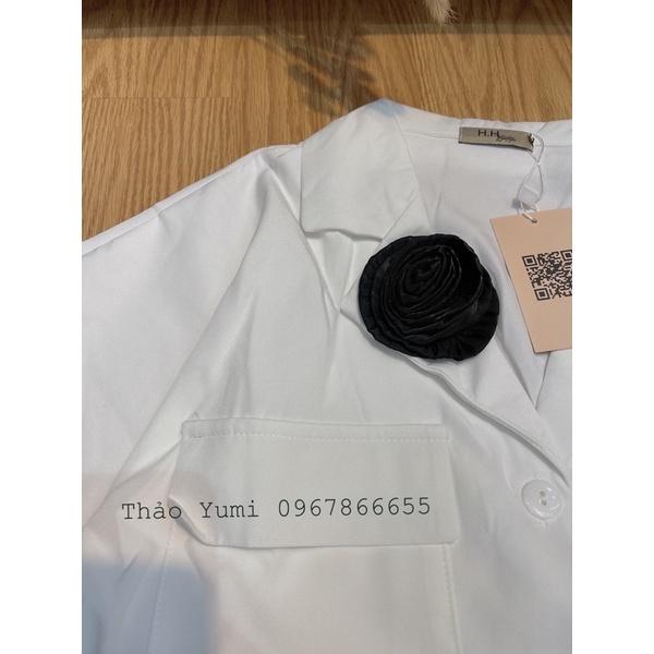 Set áo vest croptop kèm hoa mix chân váy tầng