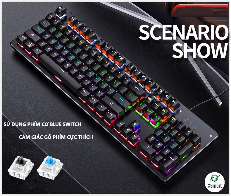 Bàn Phím Cơ Máy Tính Chơi Game XSmart H650 Có 10 Chế Độ Led RGB Khác Nhau Chiến Mọi Tựa Game Trên PC Như Pubg, LOL - Hàng Chính Hãng