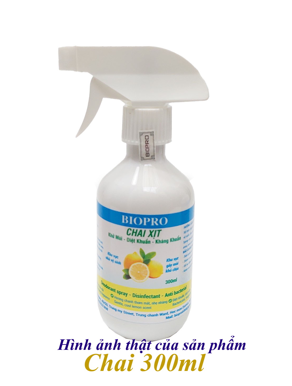 Chai xịt Biopro 300ml khử mùi diệt khuẩn kháng khuẩn Khu vực gây mùi khó chịu Khu vực nhà vệ sinh Hương chanh thơm mát