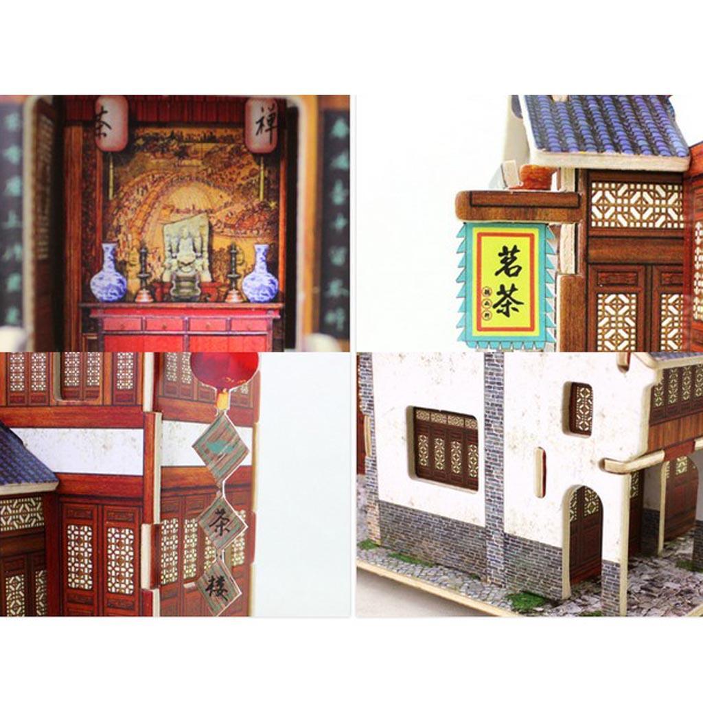 1/24 Wooden Dollhouse Miniature Chinese House with Furniture, DIY Dollhouse Assembly Kit, 1:24 Scale Creative Room