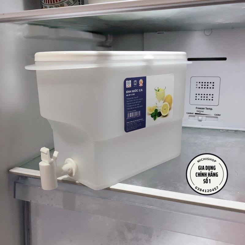 Bình Nước 3.5L Có Vòi Để Tủ Lạnh Cao Cấp, Đựng Nước Trà, Trái Cây Tiện Lợi Đa Năng Ngăn Nắp nhựa Việt Nhật