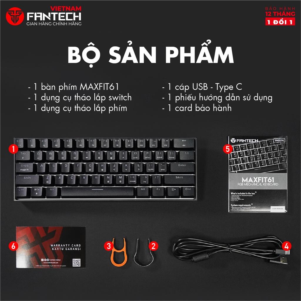 Bàn Phím Cơ Gaming FANTECH MK857 MAXFIT61 Hỗ Trợ Hotswap Led RGB Size 60% - Hàng chính hãng