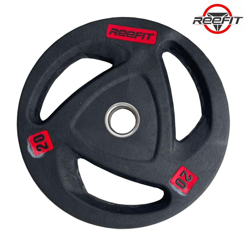 Bộ 2 Tạ miếng tạ bánh cao su 3 lỗ REEFIT 20kg phi 50