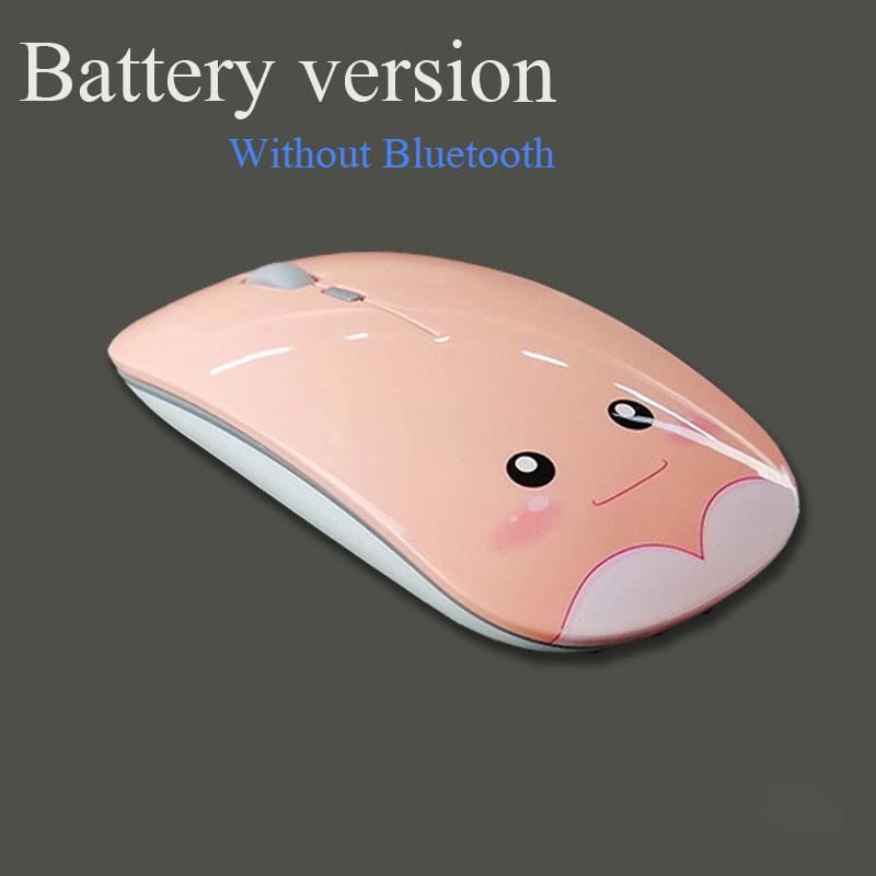 Hoạt Hình Dễ Thương Chuột Máy Tính Không Dây Bé Gái Im Lặng Laptop Quang USB Sạc Slim Tắt Tiếng Đèn RGB Game Chuột Cho Máy Tính
