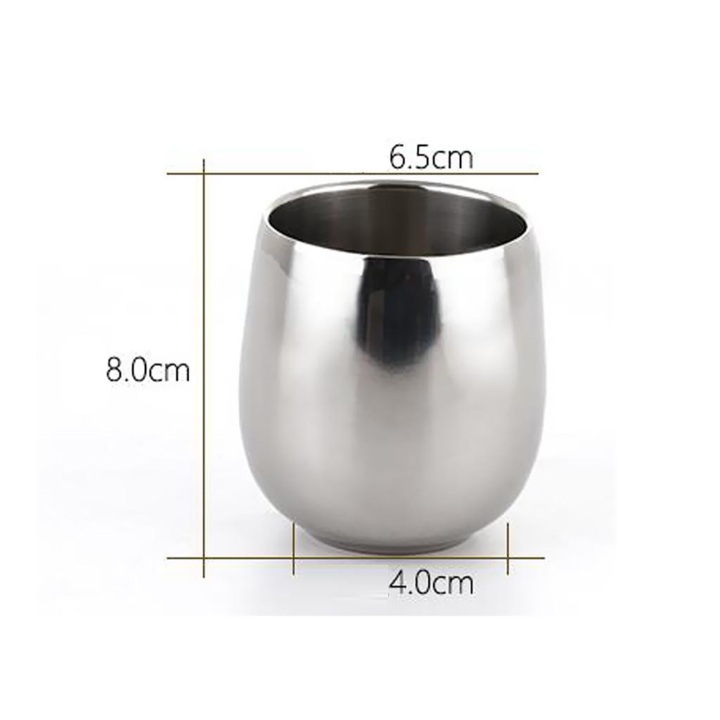 2xStainless Steel Beer Cup Double Wall Milk Coffee Tea Mug Curved 200ml