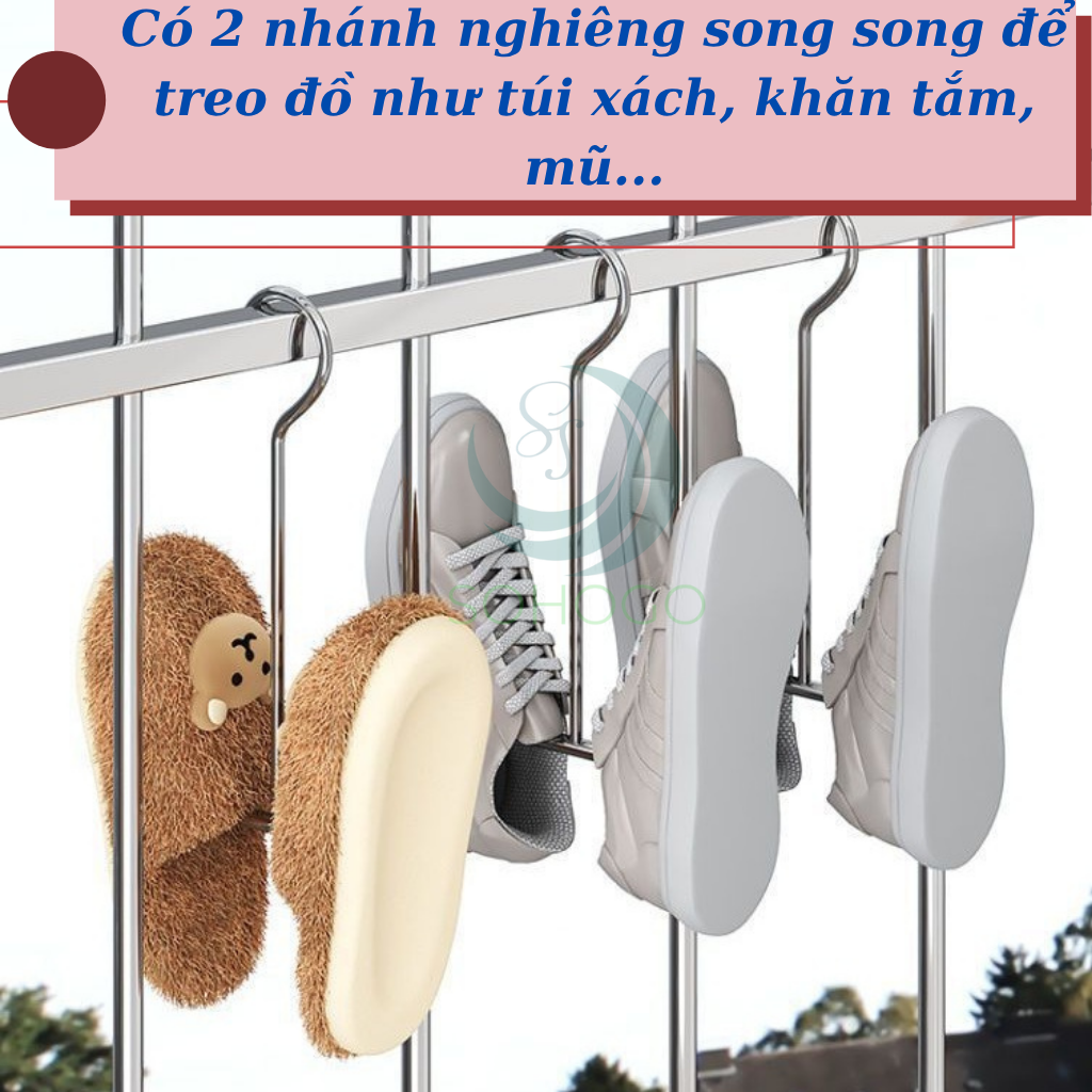 Bộ 2 Móc Treo Giày Đôi Inox Đa Năng- Móc Phơi Giày Thông Minh Chống Gỉ -Móc Sắt Treo Dép – Giày – Chai Đa Dụng