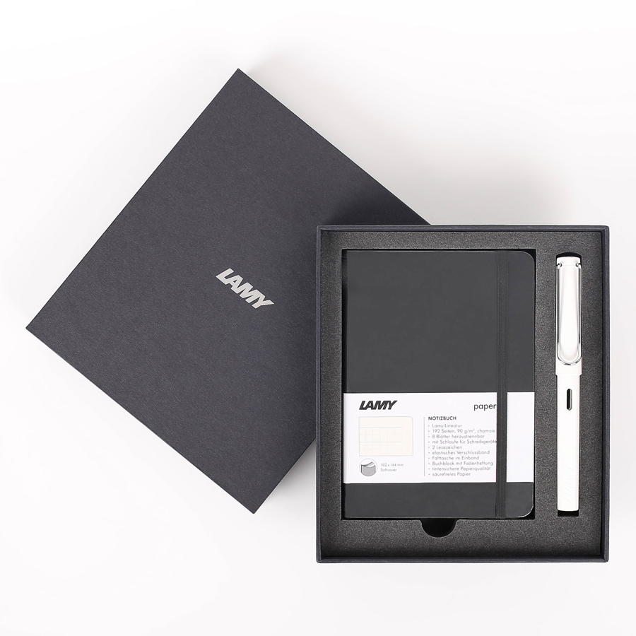 Gift Set Lamy Notebook A6 Softcover Black + Lamy Safari White - GSA6-SA006