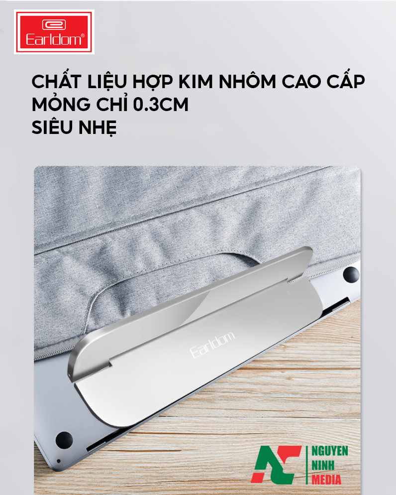 Giá Đỡ Cho Laptop Hợp Kim Nhôm Cao Cấp Earldom EH124 - Hàng Chính Hãng