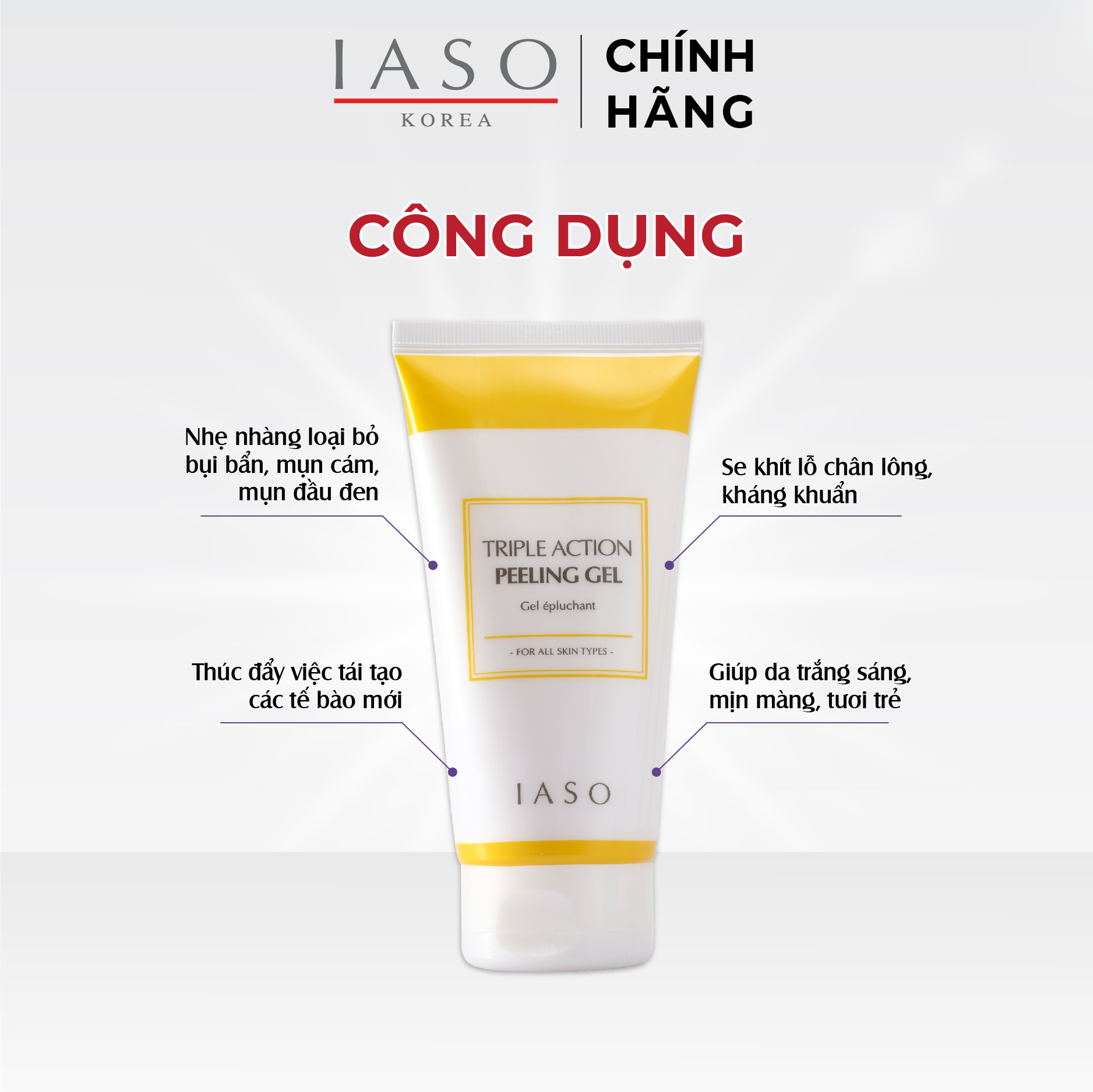 I05 Gel tẩy tế bào sừng và hỗ trợ làm trắng da IASO White Peeling Gel 150ml