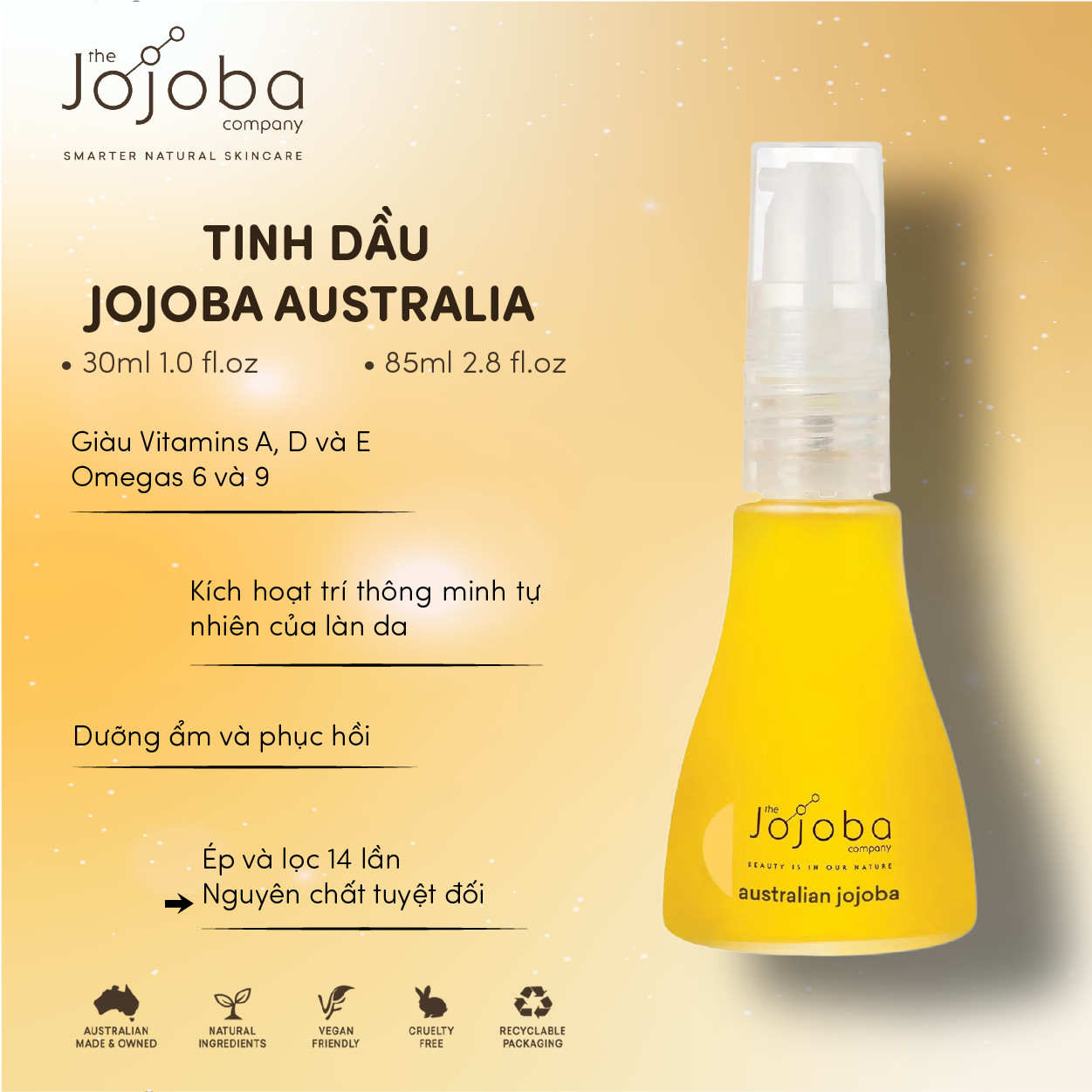 Tinh dầu Dưỡng Da Mặt Jojoba Australia 30ml/85ml - The Jojoba Company