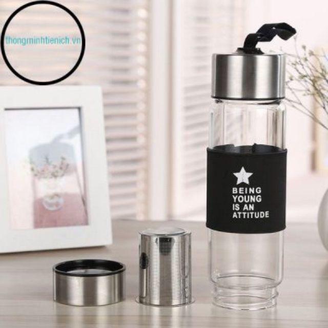 Bình thủy tinh pha trà có lọc trà 450ml