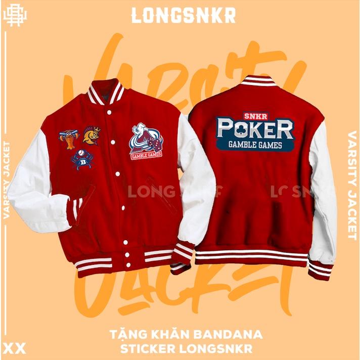 _ Áo khoác Varsity Gamble Game họa tiết Longsnkr chất nỉ giữ nhiệt và thoáng - Bomber /Vars