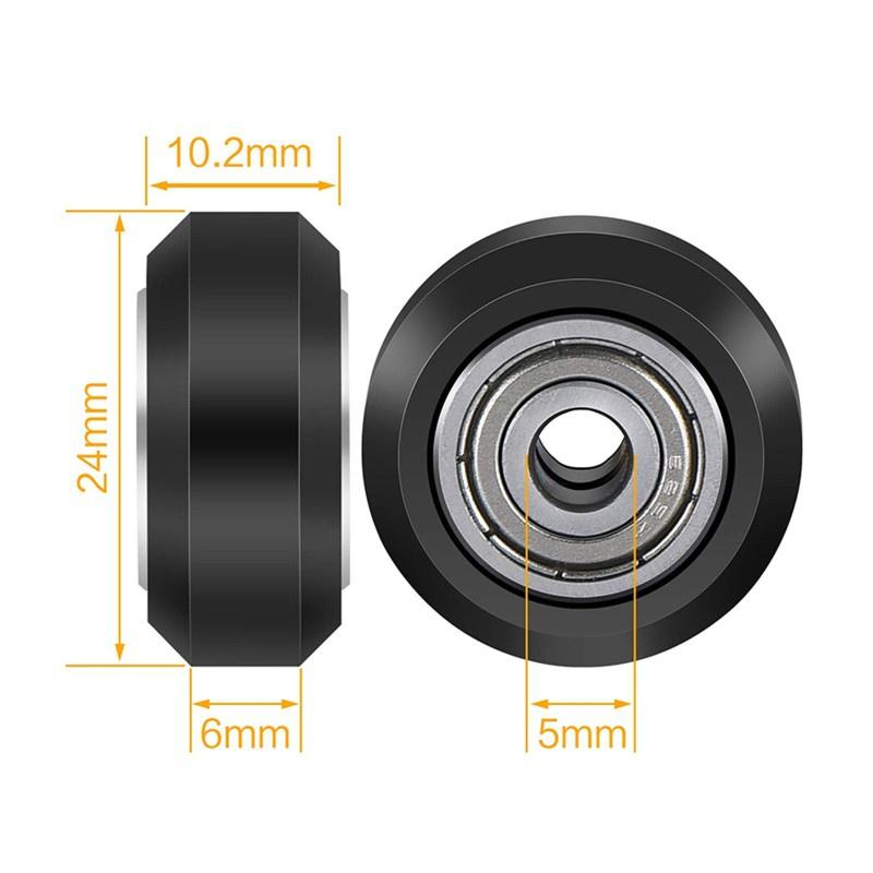 HSV 15pcs/set Plastic V Wheel with Bearing Idler Pulley Aluminum Profile Passive Round Wheel Palin Wheel for CR10 3D Printer Accessories Parts