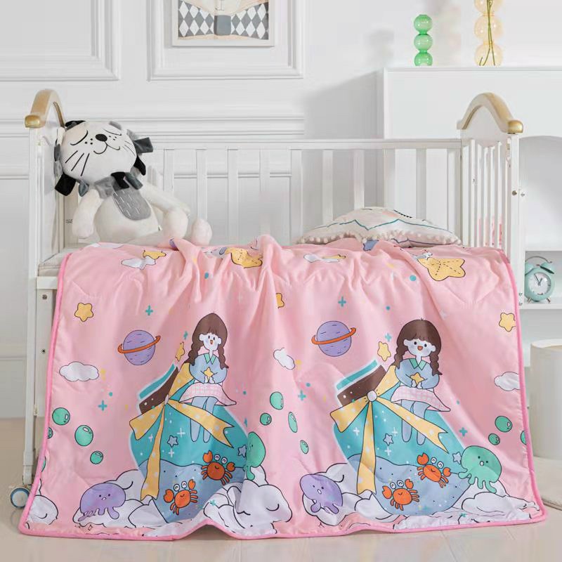 Chăn Mền Cotton Đũi Trẻ Em Luôn Được Các Mẹ Và Bé Yêu Thích - Mẫu Bé Gái Đại Dương - Tặng 10 chiếc chun