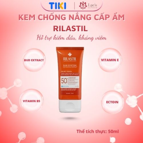 Kem chống nắng cấp ẩm Rilastil Sun System Velvet Touch Moisturizing Velvet Cream SPF 50+ 50ml