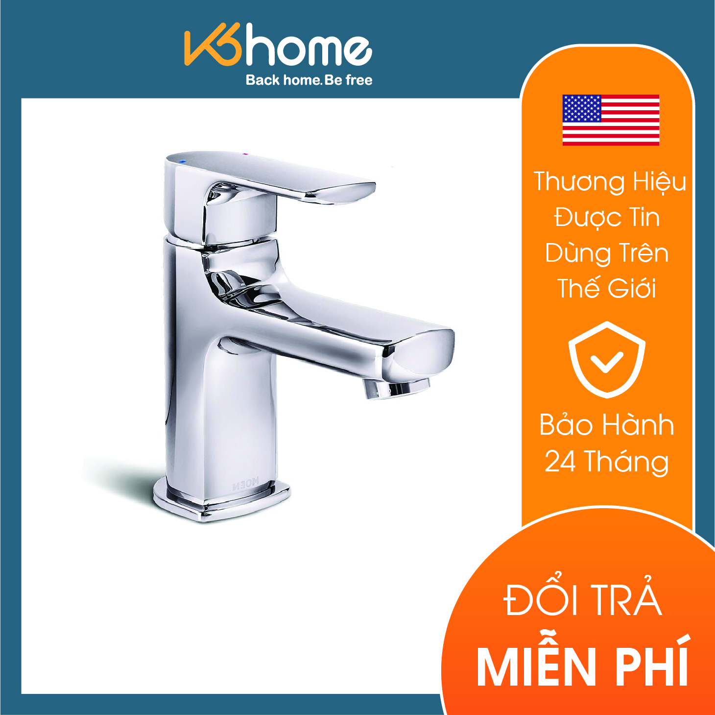 Vòi chậu lavabo nóng lạnh xả nhấn Moen - V21121