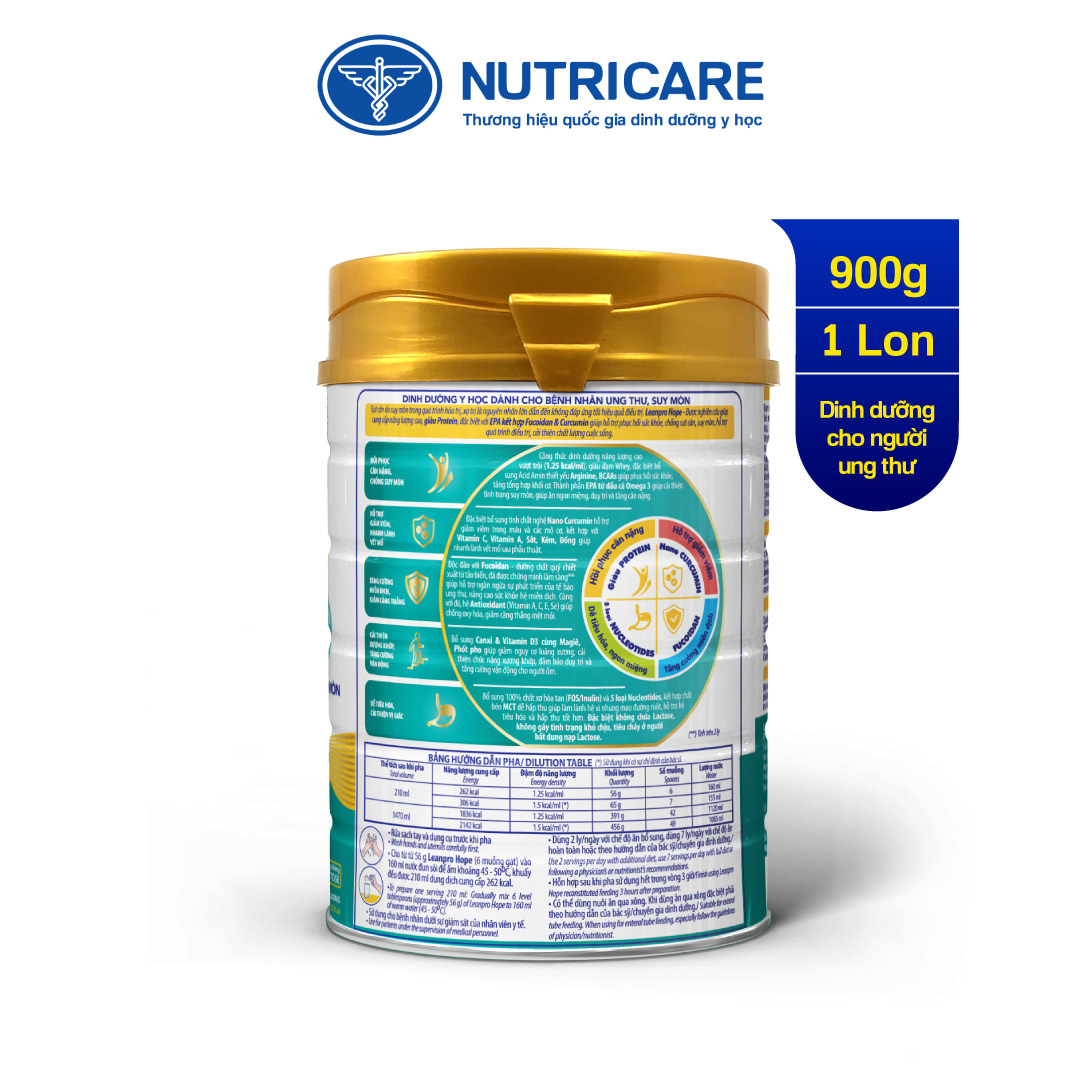 01 lon sữa Leanpro Hope 900g - Sữa dành cho người bệnh ung thư, suy mòn