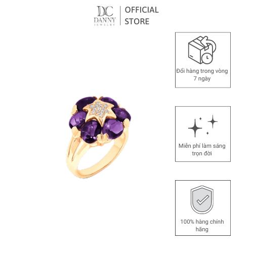 Nhẫn Nữ Danny Jewelry Bạc 925 Đính Đá Amethyst/Smoky Quartz Xi Vàng hồng/Rhodium N0091