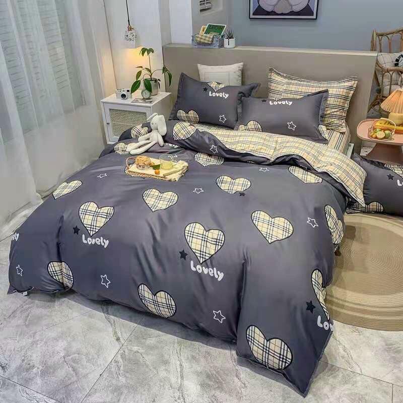 Bộ Chăn Ga Cotton Poly tim