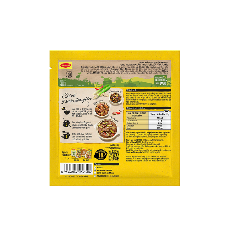 Hộp 10 gói Xốt gia vị nền Maggi Kho sả ớt