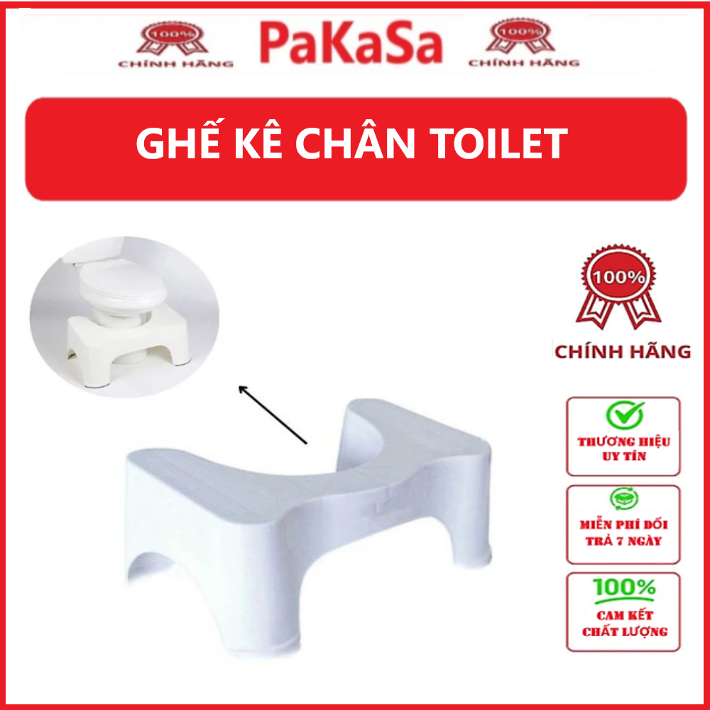 Ghế Kê Chân Toilet Chống Táo Bón Ngăn Ngừa Các Bệnh Tiêu Hóa Khi Đi Vệ Sinh , Có Goăng Cao Sư Chống Trơn Trượt - Hàng Chính Hãng ( Tặng kèm 5 khăn lau tay)