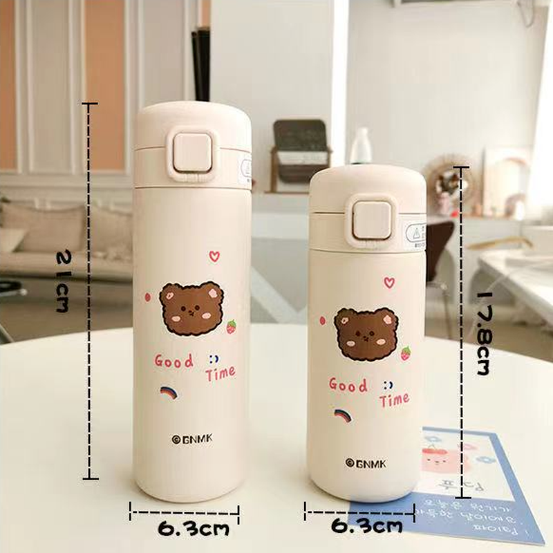 Gấu Bình Giữ Nhiệt Cốc Hoạt Hình Dễ Thương Trẻ Em Học Sinh Bé Gái Bé Trai Nảy Bình Nước 304 Bình Giữ Nhiệt Chân Không Thép Không Gỉ Cup