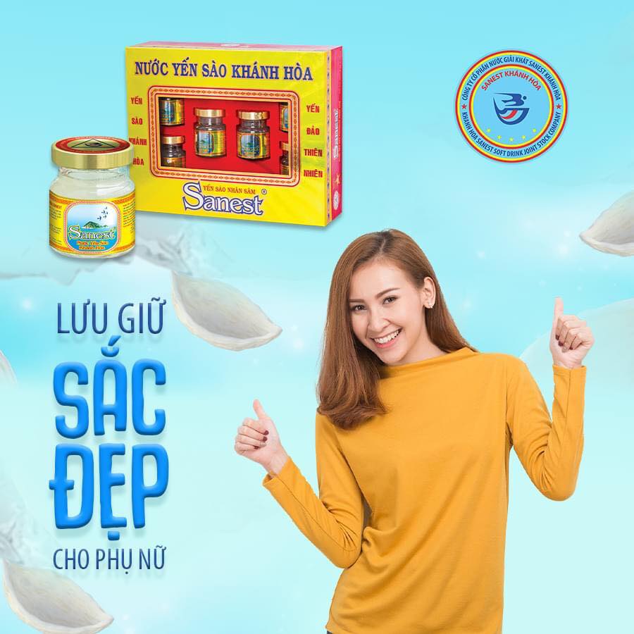 NƯỚC YẾN SÀO KHÁNH HÒA NHÂN SÂM FUCOIDAN 70ML, HỘP 6 LỌ