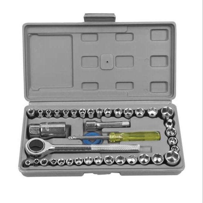 Bộ Dụng Cụ Sửa Chữa Mở Bulong Ốc Vít 40 Món Chuyên Dụng, Bộ Tuýp Đồ Nghề Sửa Xe 40 Chi Tiết