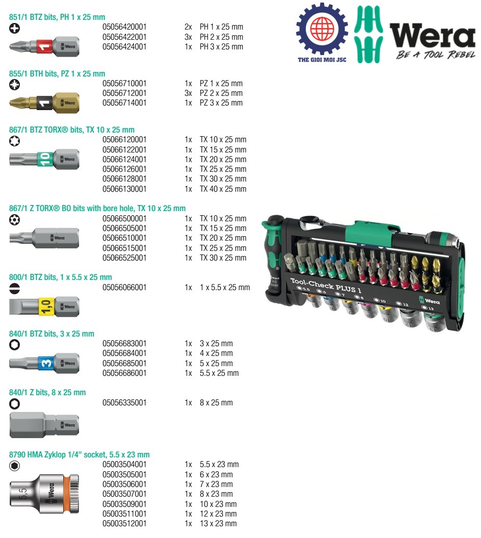 Bộ dụng cụ Wera Tools đa năng Tool-Check PLUS 1 gồm 39 cái Wera 05049055001