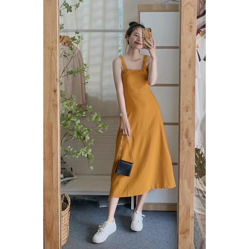 ĐẦM MAXI 2 DÂY VÀNG DU LỊCH SIÊU XINHFREESHIP-MẶC LÀ XINH ĐẦM MIDI DÀI CỘT NƠ LƯNG CHỤP ẢNH DU LỊCH 2021