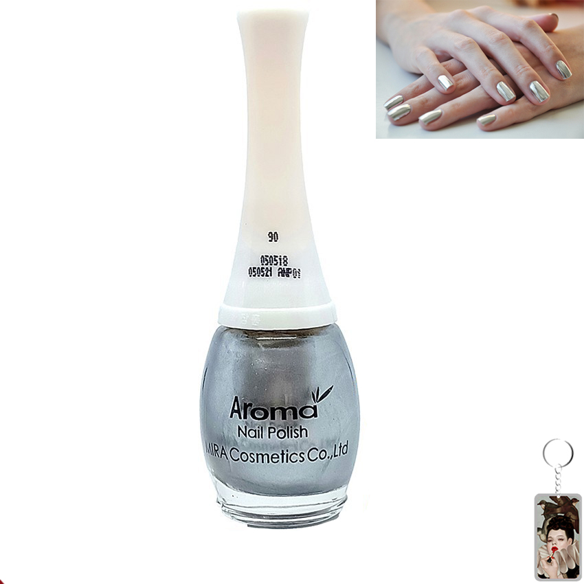 Sơn móng tay Aroma Nail Polish Hàn Quốc 12ml #90 kim loại tặng kèm móc khóa