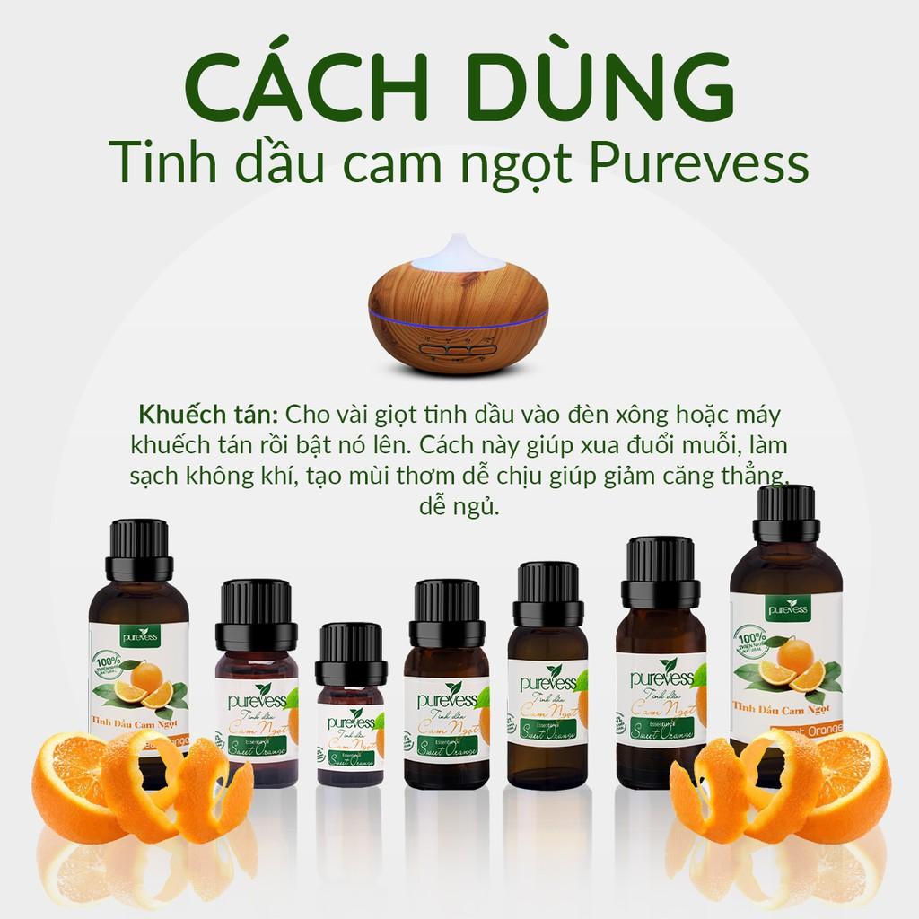 Tinh dầu Cam Ngọt Purevess, thiên nhiên nguyên chất, giúp thư giãn và sảng khoái tinh thần. 100ml