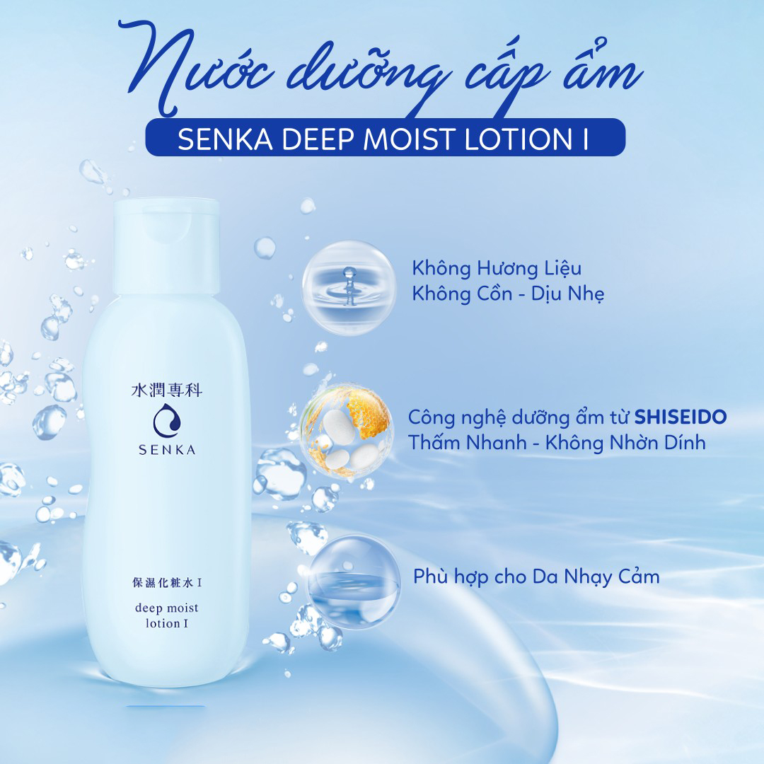 Nước cân bằng dưỡng da &amp; dưỡng ẩm chuyên sâu Senka Deep Moist Lotion I 200ml tặng mặt nạ giấy nén Miniso