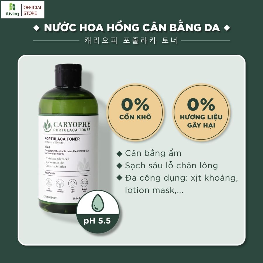 Toner cho da mụn Caryophy Portulaca 50ml CARTCDM50