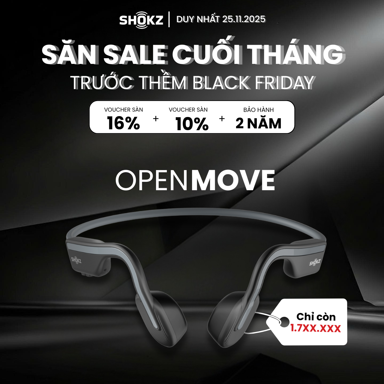 Tai Nghe Bluetooth Thể Thao Truyền Âm Thanh Qua Xương SHOKZ OPEN MOVE S661  - Hàng chính hãng - Pin sử dụng trong 6 tiếng - Kháng nước IP55