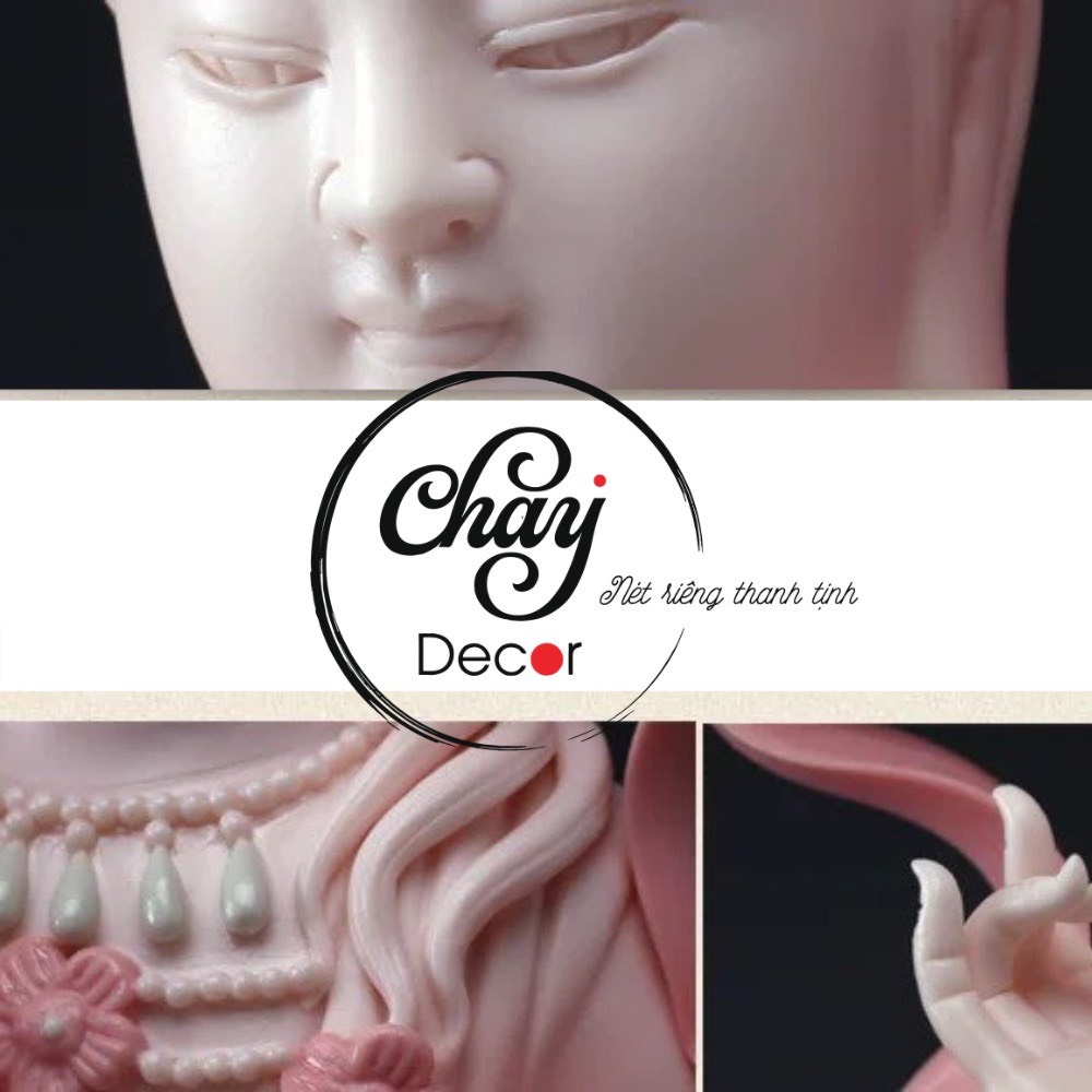 Tượng Phật Bà Quan Âm, Tượng Mẹ Quan Âm Bồ Tát Tọa Đài Sen Trang Trí Bằng Gốm Tử Sa Cao Cấp
