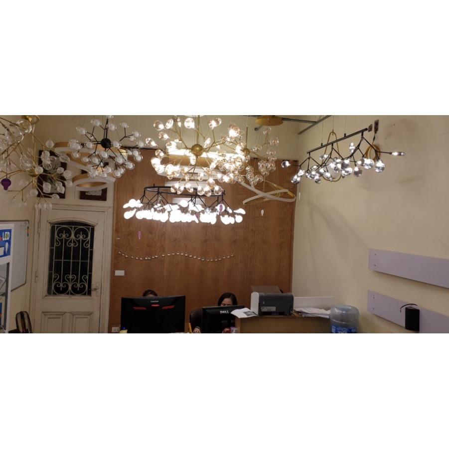 Đèn thả bàn ăn tô điểm hera lá khói- đang sở hữu bóng led g4 DT