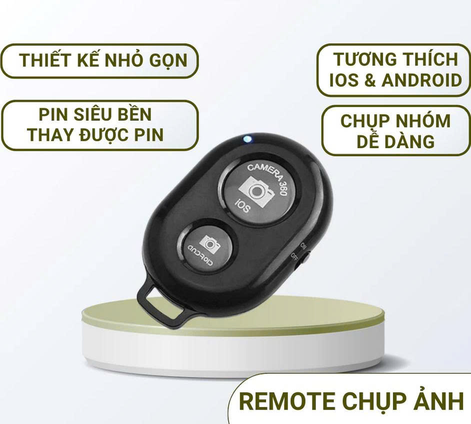 Remote bluetooth chụp hình tự sướng, điều khiển từ xa cho điện thoại - Hàng chính hãng ( Giao màu ngẫu nhiên )