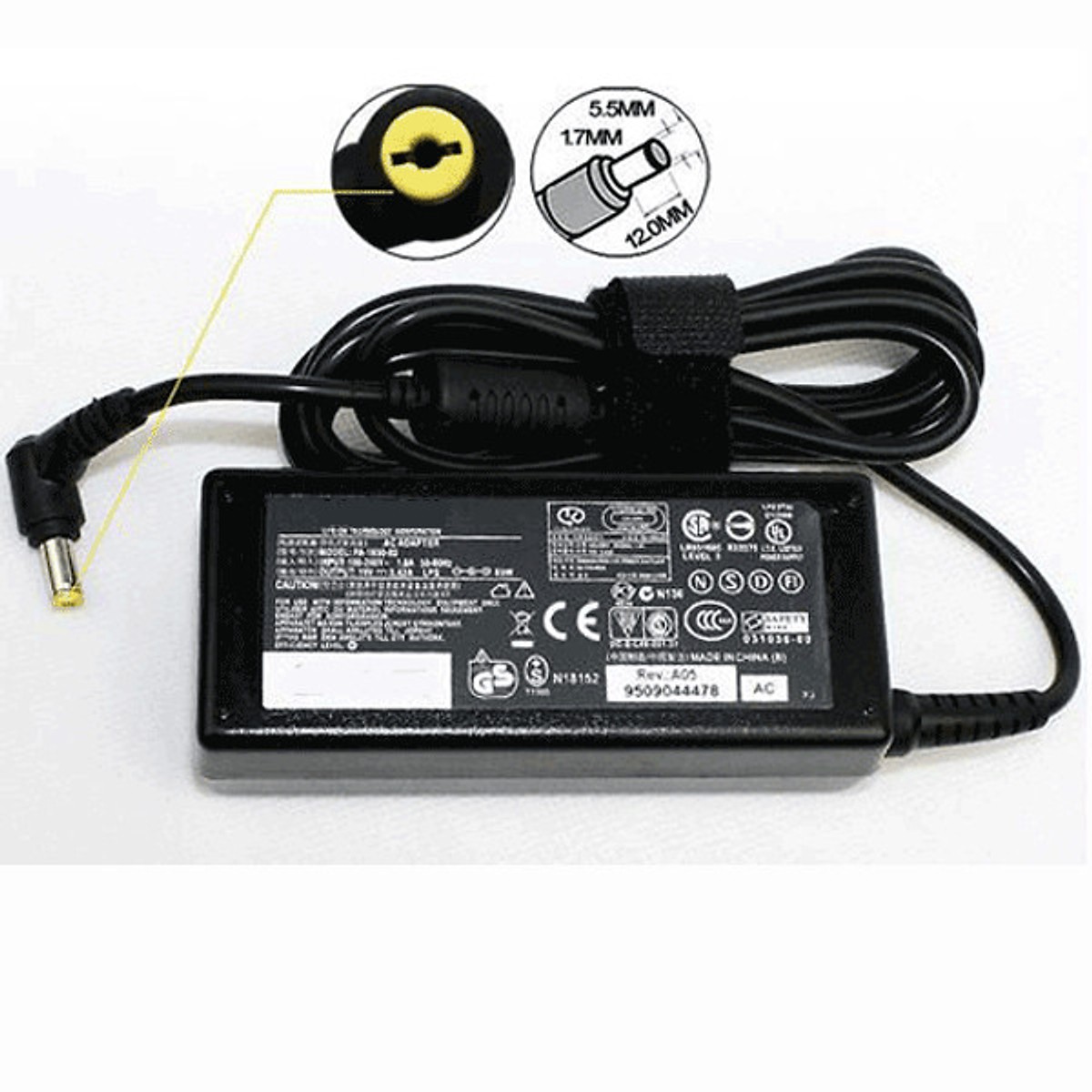 Sạc Laptop Ac Er 19v-3.42a kích thước đầu sạc 5.5  x 1.7mm