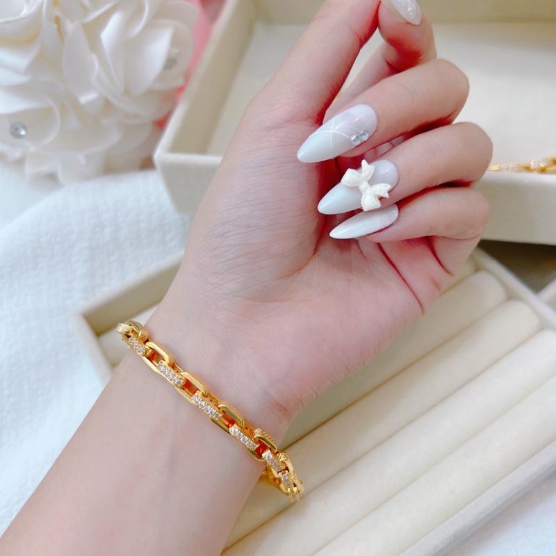 Lắc tay xích vuông gắn xoàn xen kẽ bền màu Kami LVX72