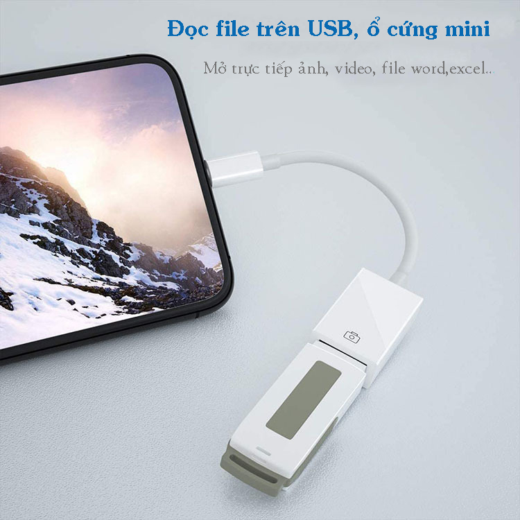 Cáp OTG dành cho iPhone, iPad kết nối với bàn phím, chuột, USB 